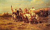 Arab Horsemen by a Watering Hole by Adolf Schreyer